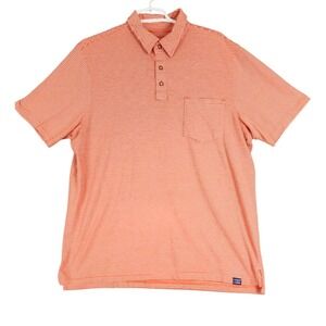 L.L.‎ Bean Men's Polo Shirt Orange Striped Short Sleeve Golf Casual Shirt